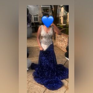 Silver & Royal Blue prom dress